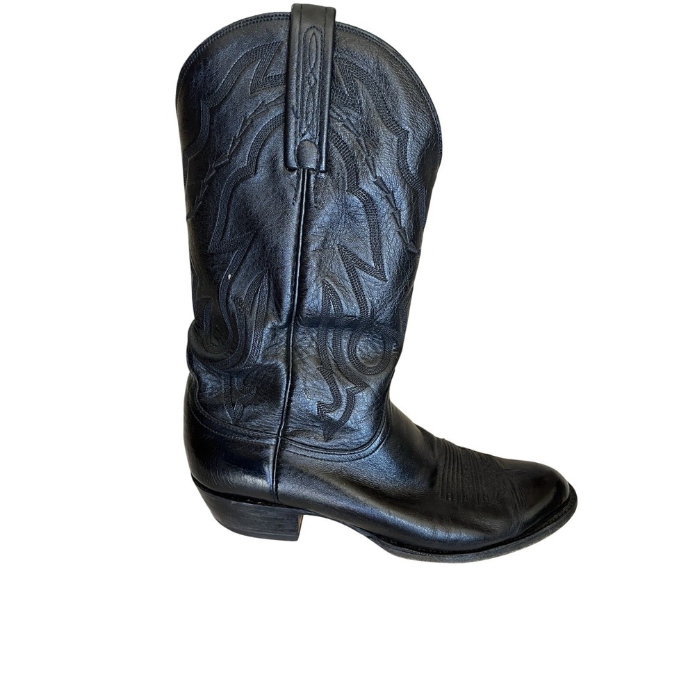 Women's Vintage 2000s Black Lucchese Western Cowboy Boots Size 11 B Round Toe